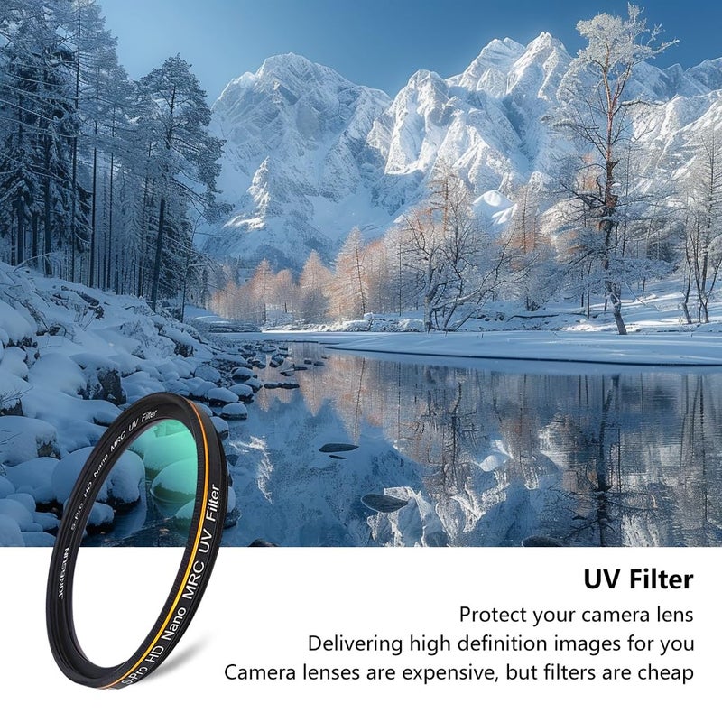 JONGSUN 52mm UV Filter, S-Pro HD Nano MRC Camera Ultraviolet Protection Filter, Multicoated, B270, Ultra-Slim, Lens Cloth Kit - Image 2